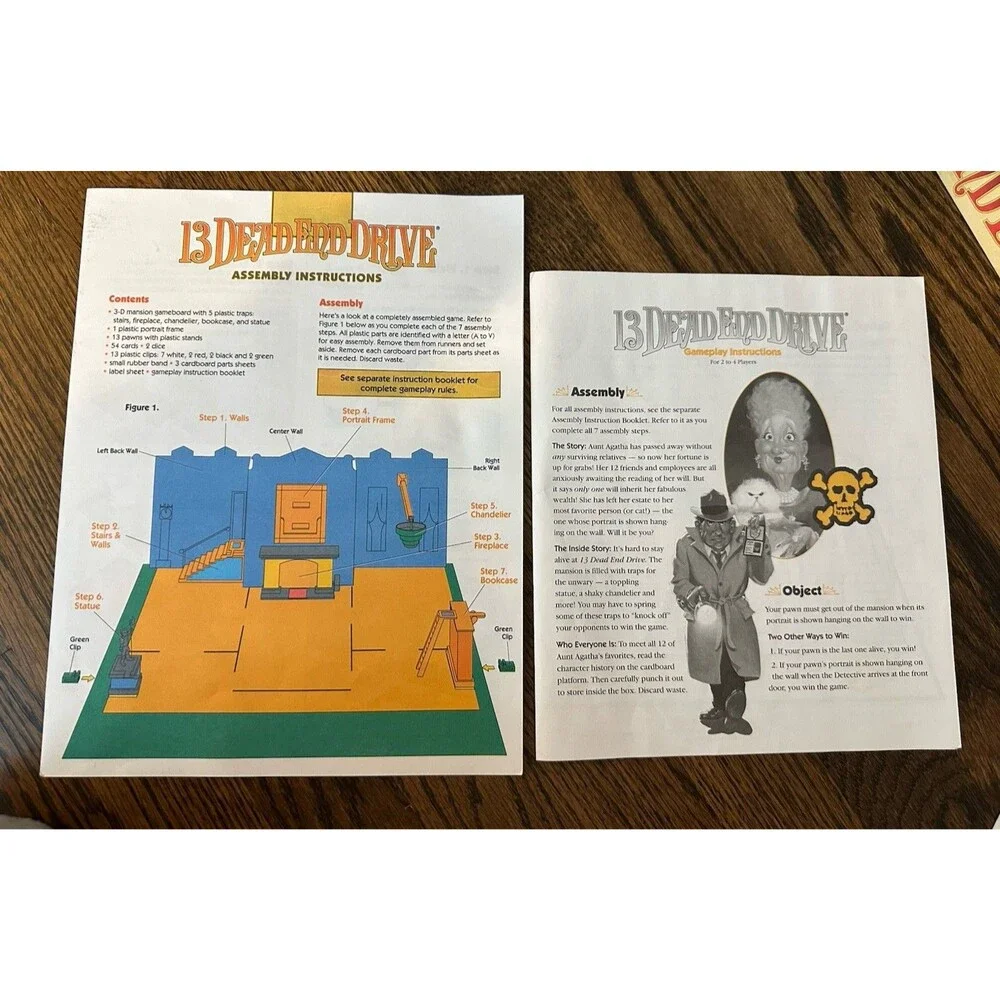 13 Dead End Drive Original Replacement Instructios Board Game Parts